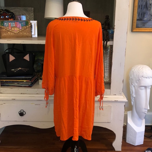City Chic Orange Embroidered Dress SZ XS/14 VGUC - Picture 3 of 4